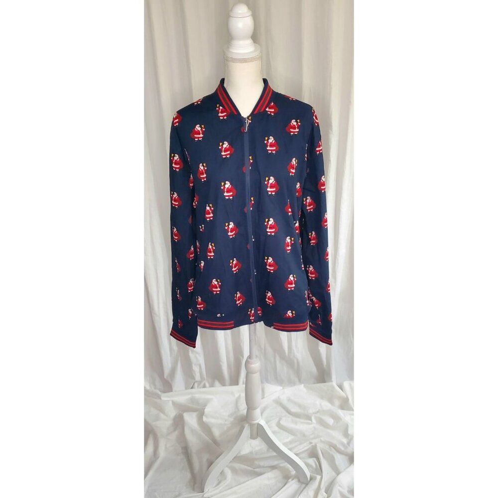 NWT Denim & Flower Christmas Full Zip Jacket Santa Bell Bag Holiday Preppy Sz XL